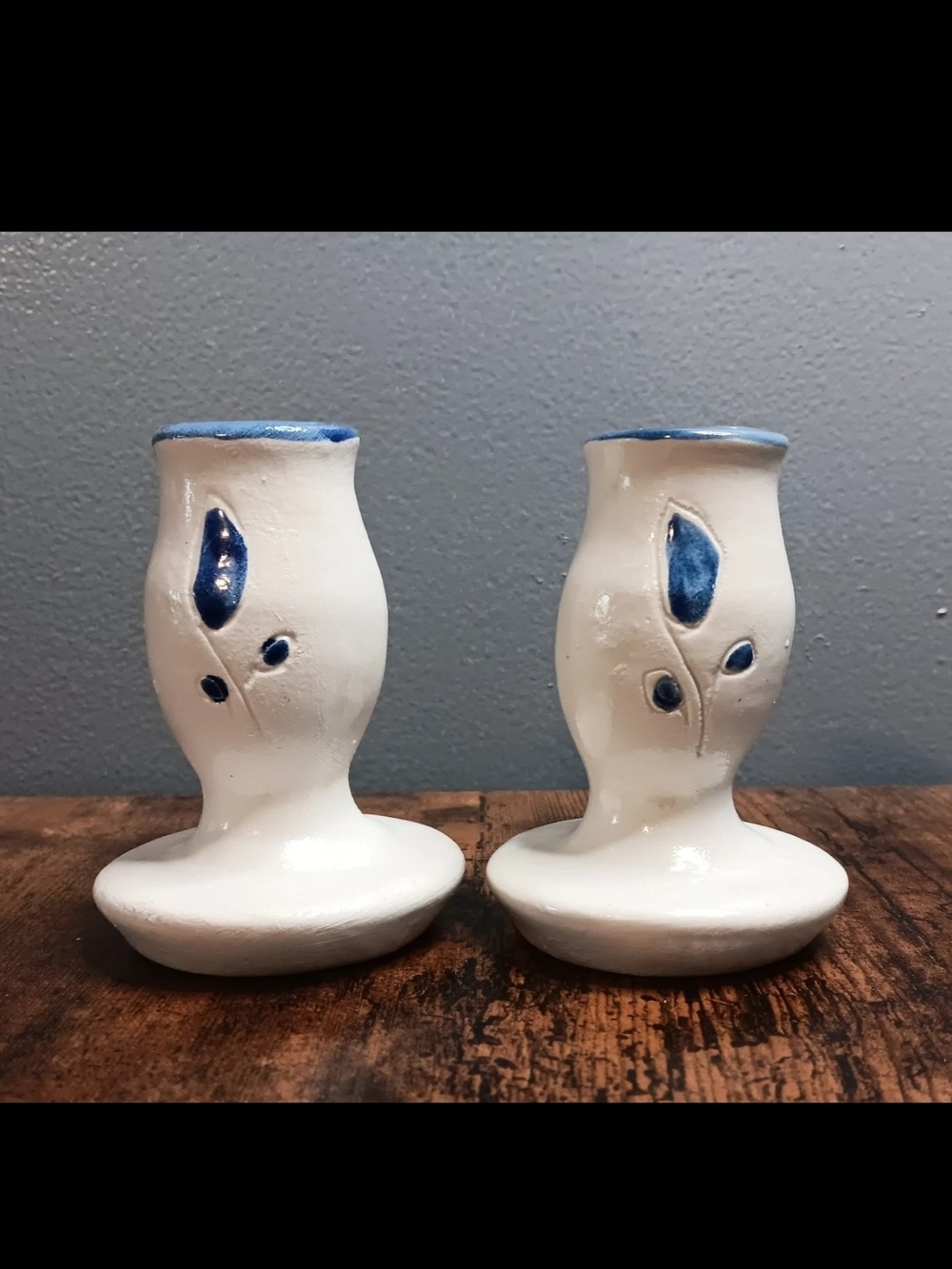 Vintage Williamsburg Primitive Pottery Candle Holders